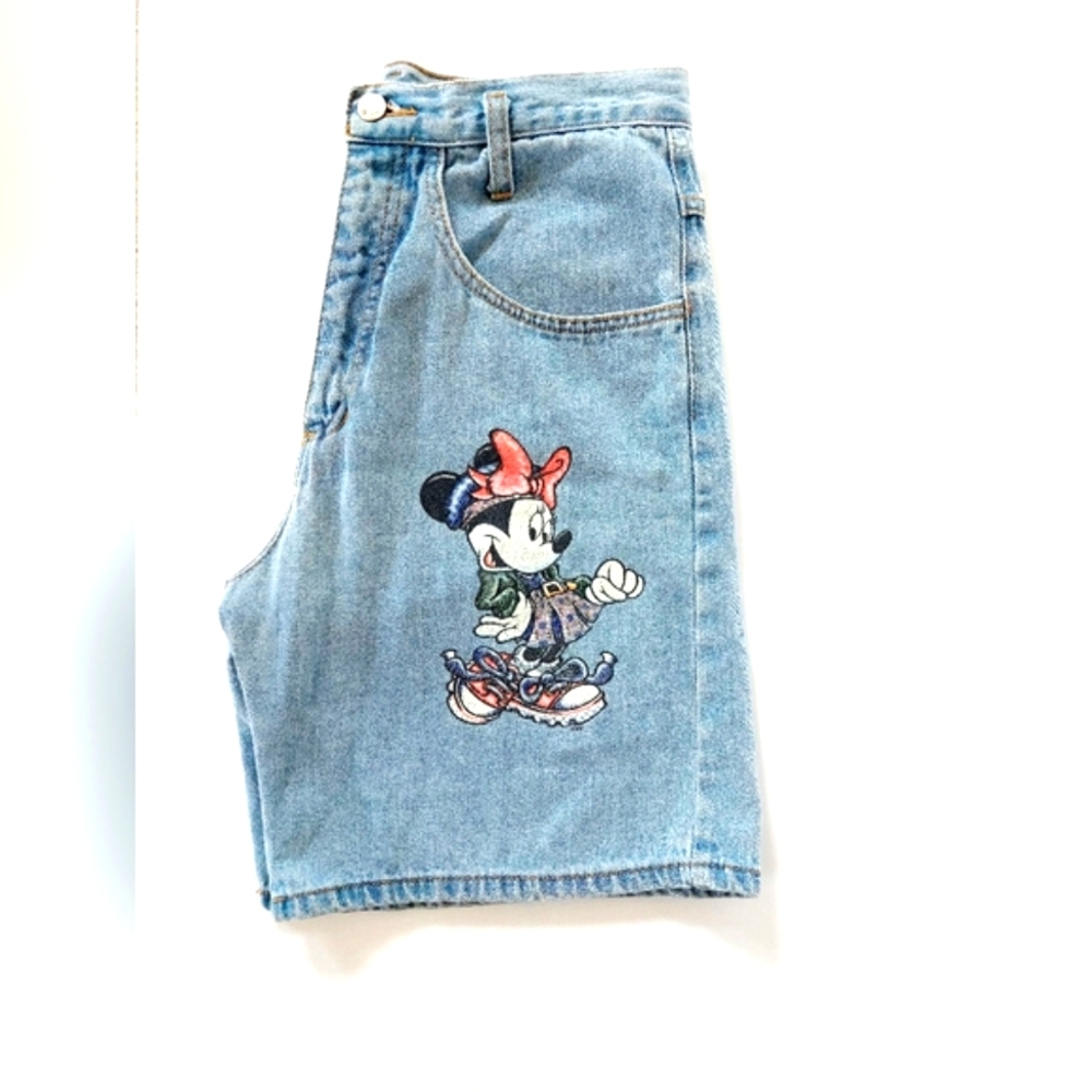 Y2k 90s Jerry Leigh Minnie Mouse Denim "Mom" Shorts size Medium Disney Vintage - Picture 1 of 11